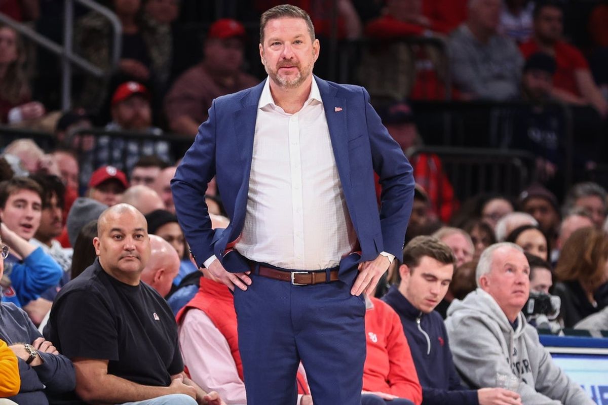 Dec 6, 2025; New York, New York, USA;  Mississippi Rebels head coach Chris Beard watches from the bench in the second half against the St. John's Red Storm at Madison Square Garden. Mandatory Credit: Wendell Cruz-Imagn Images