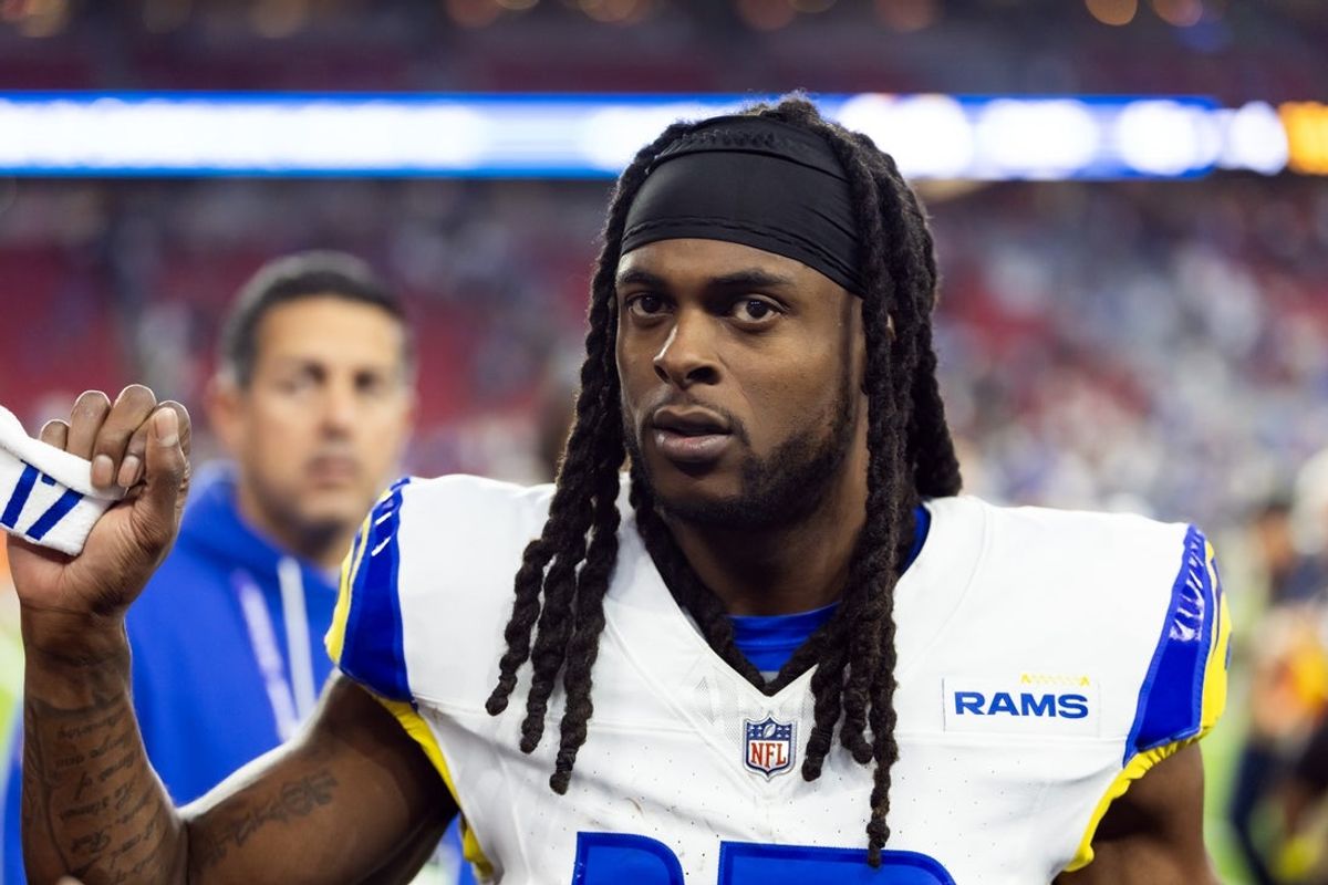 Dec 7, 2025; Glendale, Arizona, USA; Los Angeles Rams wide receiver Davante Adams (17) against the Arizona Cardinals at State Farm Stadium. Mandatory Credit: Mark J. Rebilas-Imagn Images