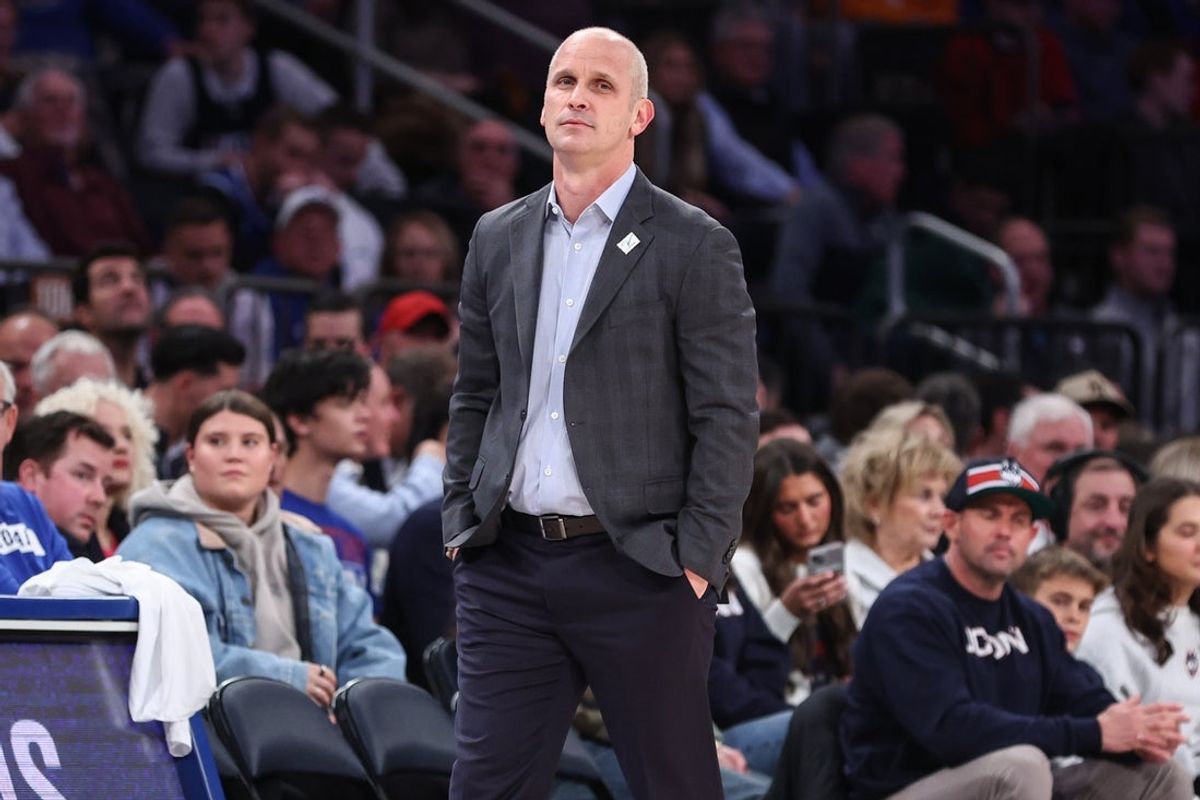 Dec 9, 2025; New York, New York, USA;  UConn Huskies head coach Dan Hurley at Madison Square Garden. Mandatory Credit: Wendell Cruz-Imagn Images