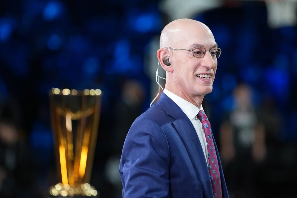 Dec 16, 2025; Las Vegas, Nevada, USA; NBA commissioner Adam Silver attends the Emirates NBA Cup Final between the New York Knicks and the San Antonio Spurs at T-Mobile Arena. Mandatory Credit: Kirby Lee-Imagn Images
