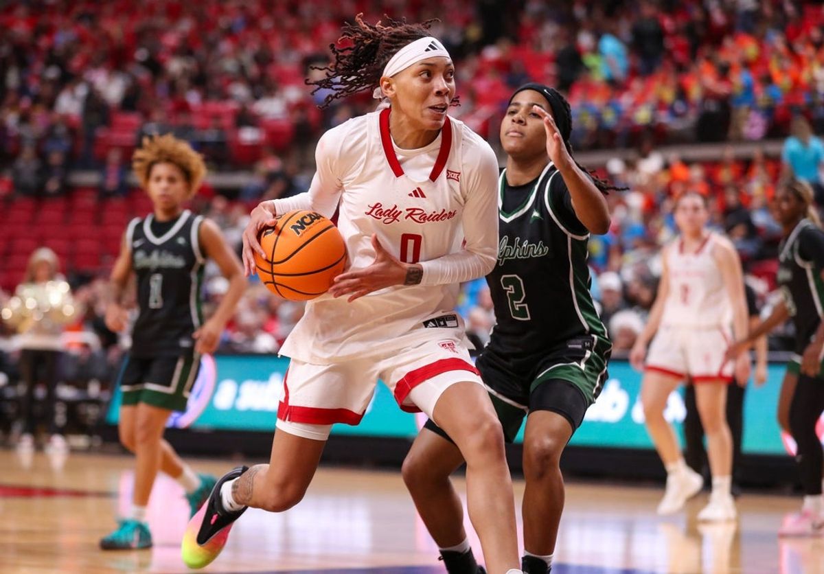 Texas Tech's Snudda Collins handles the ball against Jacksonville during a non-conference women's basketball game, Wednesday, Dec. 17, 2025, at United Supermarkets Arena.