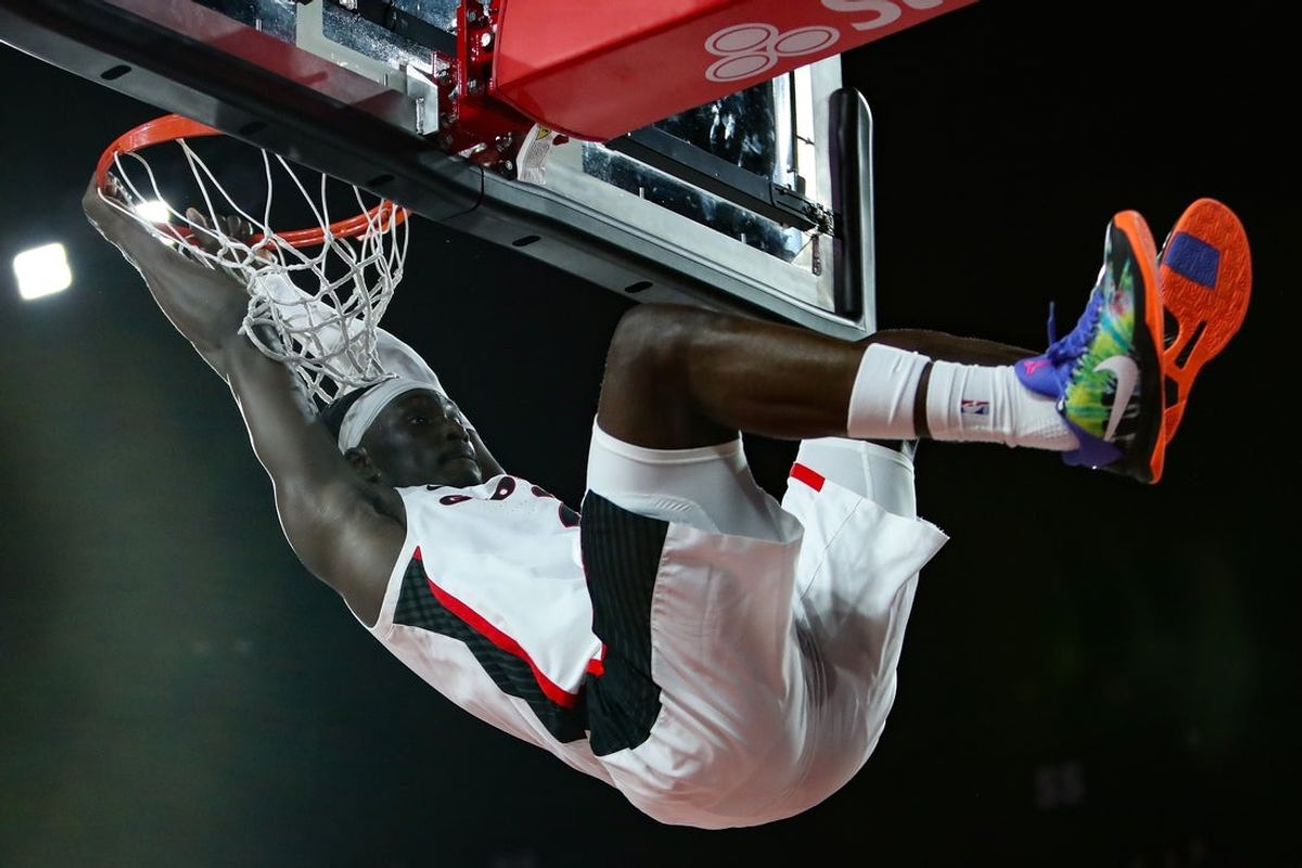 Dec 18, 2025; Athens, Georgia, USA; Georgia Bulldogs center Somto Cyril (2) dunks against the Western Carolina Catamounts in the first half at Stegeman Coliseum. Mandatory Credit: Mady Mertens-Imagn Images
