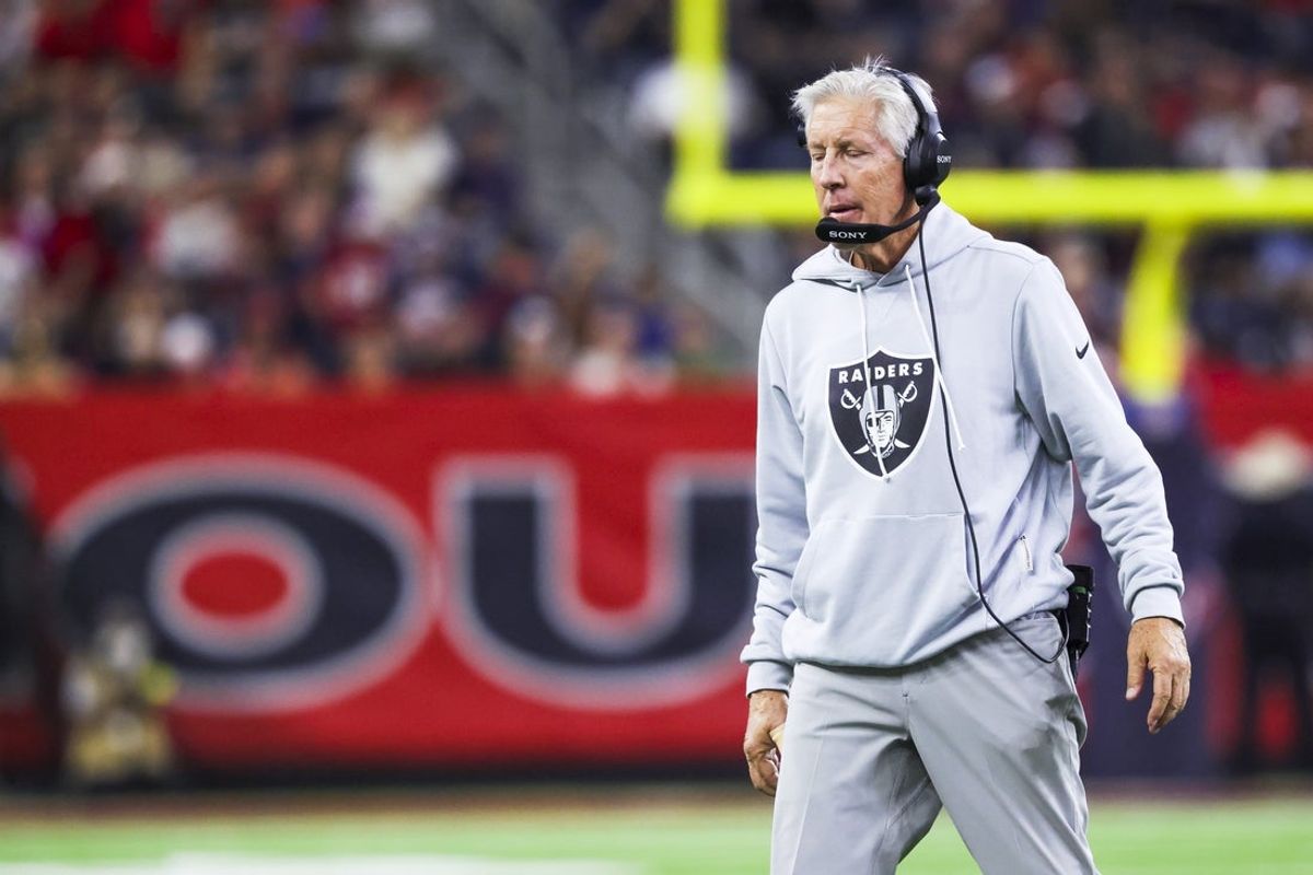 Dec 21, 2025; Houston, Texas, USA; Las Vegas Raiders head coach Pete Carroll stands on the sidelines during the fourth quarter against the Houston Texans at NRG Stadium. Mandatory Credit: Troy Taormina-Imagn Images