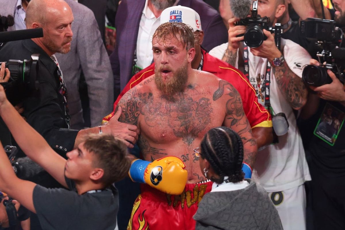 Dec 19, 2025; Miami, Florida, UNITED STATES; Jake Paul looks on after losing against Anthony Joshua during a heavyweight boxing bout at Kaseya Center. Mandatory Credit: Sam Navarro-Imagn Images