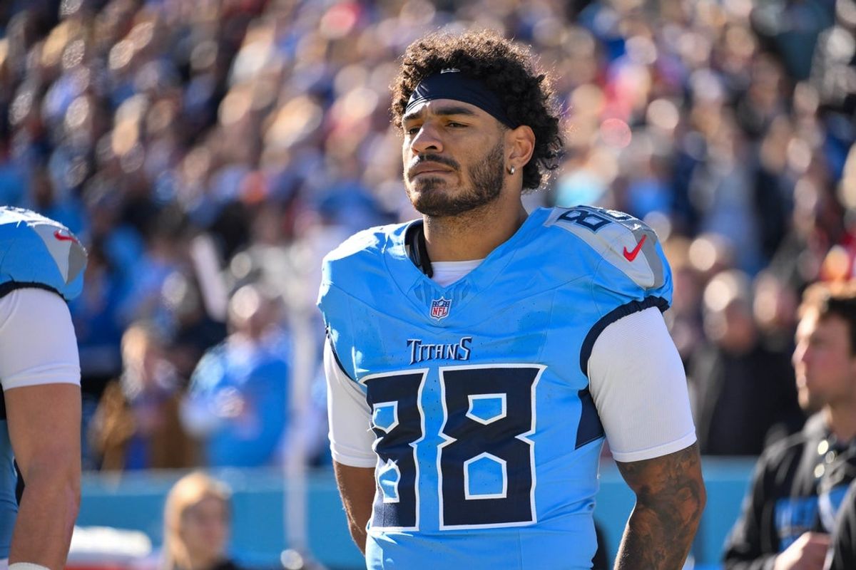 Dec 21, 2025; Nashville, Tennessee, USA;  Tennessee Titans L'Jarius Sneed (38) stands during the National Anthem against the Kansas City Chiefs during pre-game warmups at Nissan Stadium. Mandatory Credit: Steve Roberts-Imagn Images