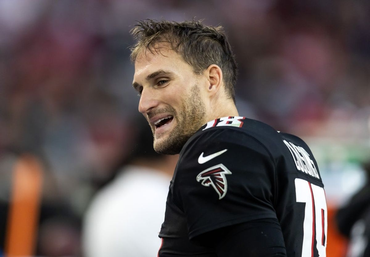 Dec 21, 2025; Glendale, Arizona, USA; Atlanta Falcons quarterback Kirk Cousins (18) against the Arizona Cardinals at State Farm Stadium. Mandatory Credit: Mark J. Rebilas-Imagn Images