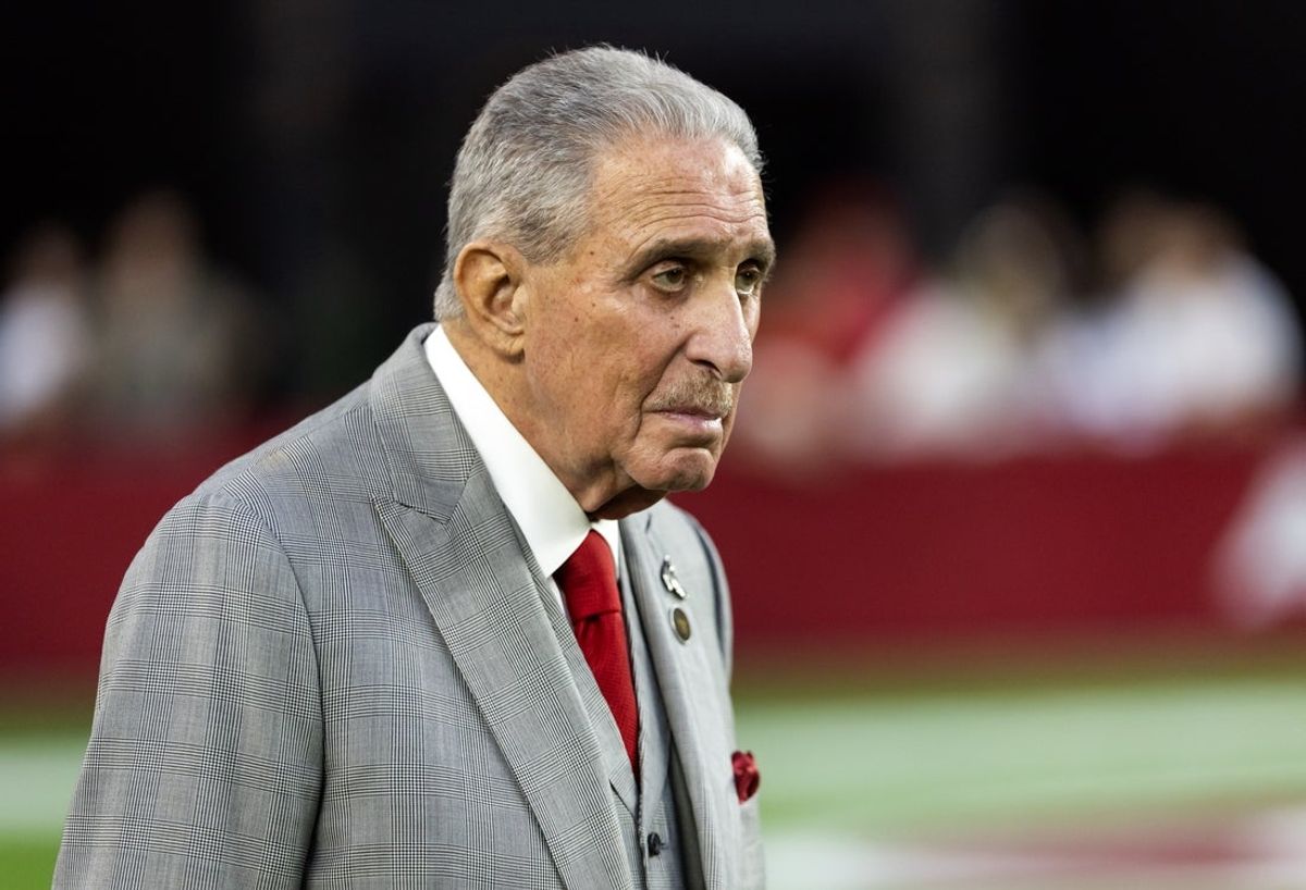 Dec 21, 2025; Glendale, Arizona, USA; Atlanta Falcons owner Arthur Blank against the Arizona Cardinals at State Farm Stadium. Mandatory Credit: Mark J. Rebilas-Imagn Images