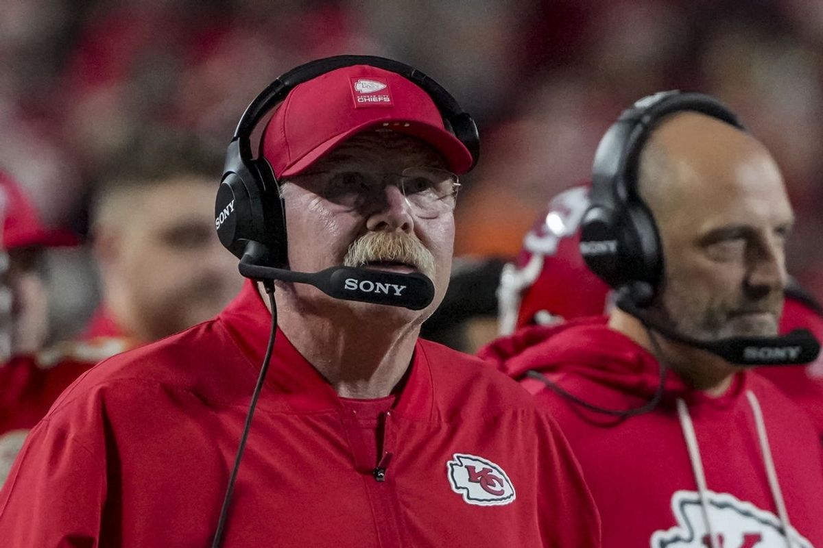 Dec 25, 2025; Kansas City, Missouri, USA; Kansas City Chiefs coach Andy Reid during the second quarter at GEHA Field at Arrowhead Stadium. Mandatory Credit: Denny Medley-Imagn Images