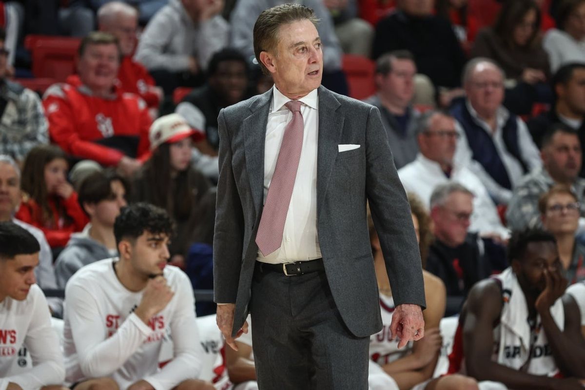 Dec 23, 2025; Queens, New York, USA;  St. John's Red Storm head coach Rick Pitino at Carnesecca Arena. Mandatory Credit: Wendell Cruz-Imagn Images