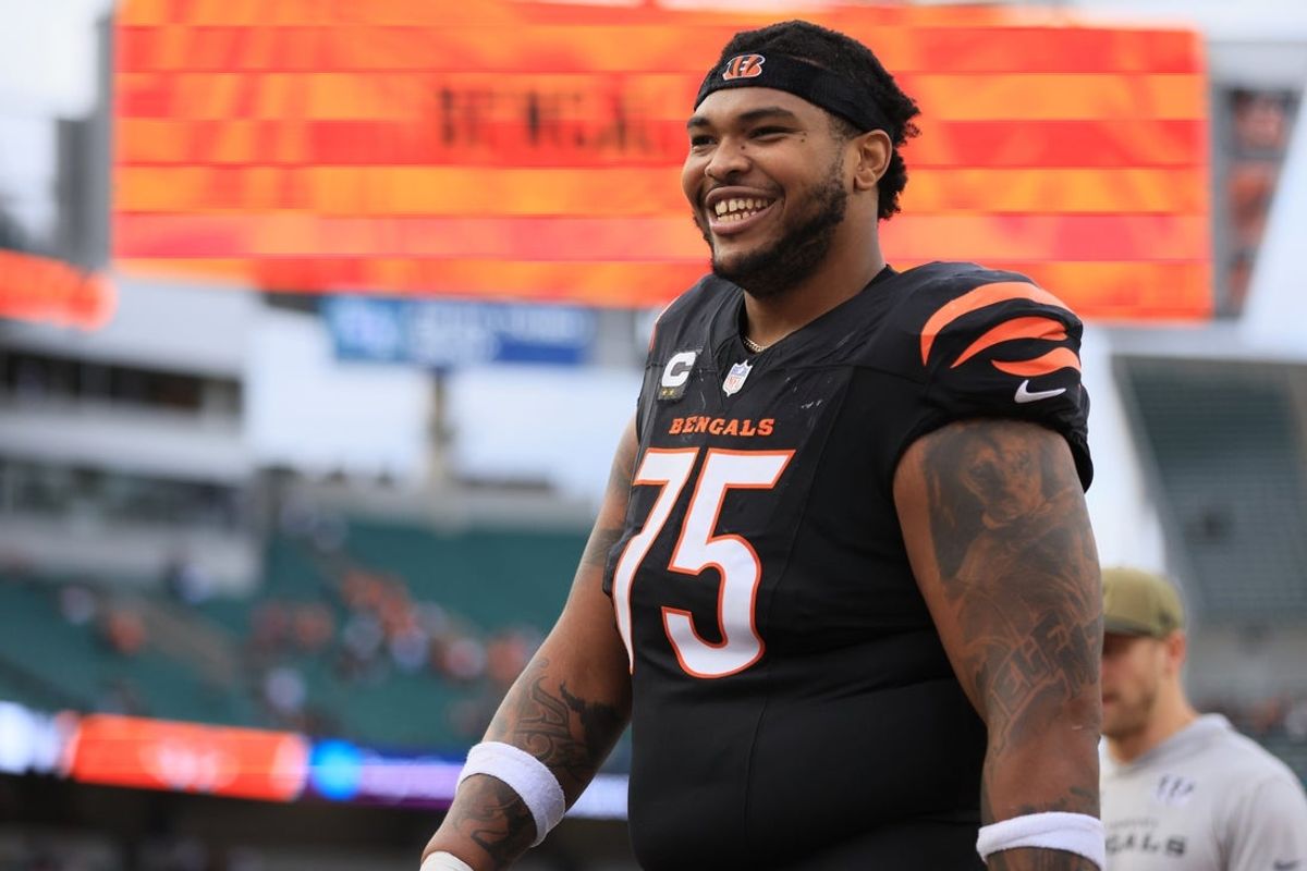 Dec 28, 2025; Cincinnati, Ohio, USA; Cincinnati Bengals offensive tackle Orlando Brown Jr. (75) leaves the field after a game against the Arizona Cardinals at Paycor Stadium. Mandatory Credit: Katie Stratman-Imagn Images