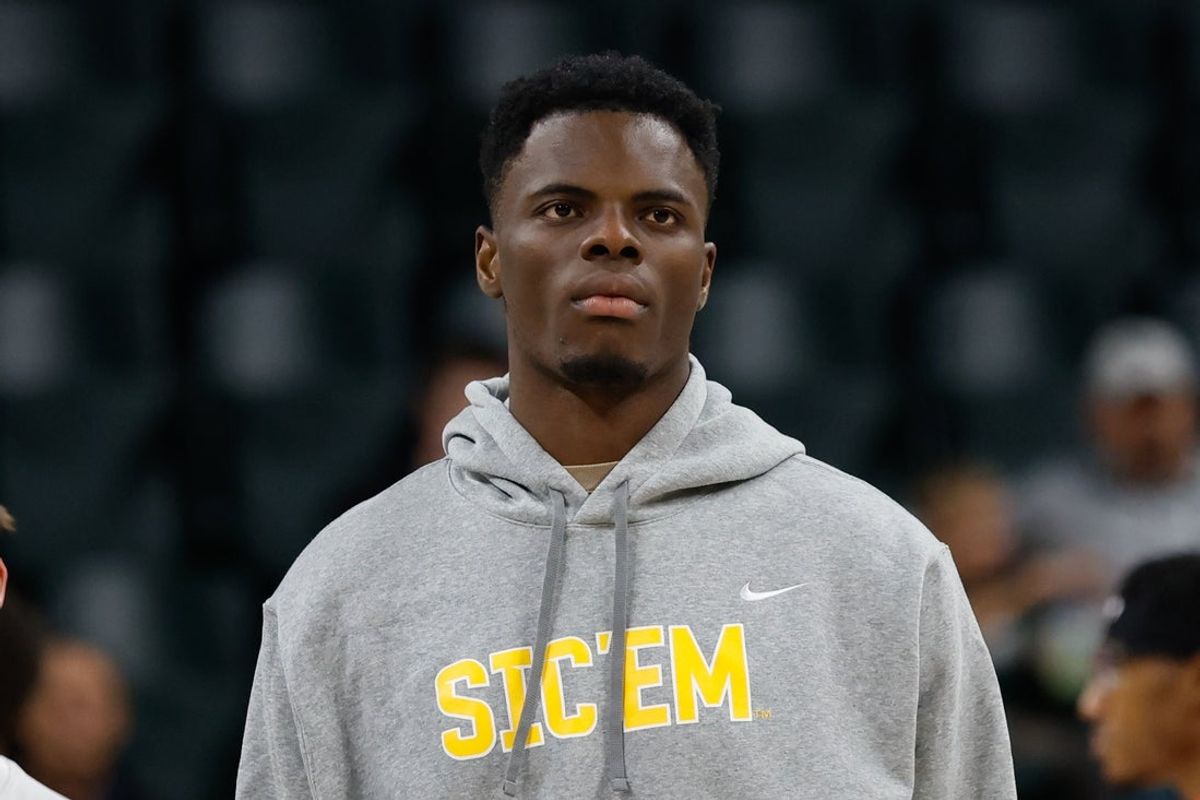 Dec 29, 2025; Waco, Texas, USA; Baylor Bears center James Nnaji (46) during warmups before the game against the Arlington Baptist Patriots at Paul and Alejandra Foster Pavilion. Mandatory Credit: Chris Jones-Imagn Images