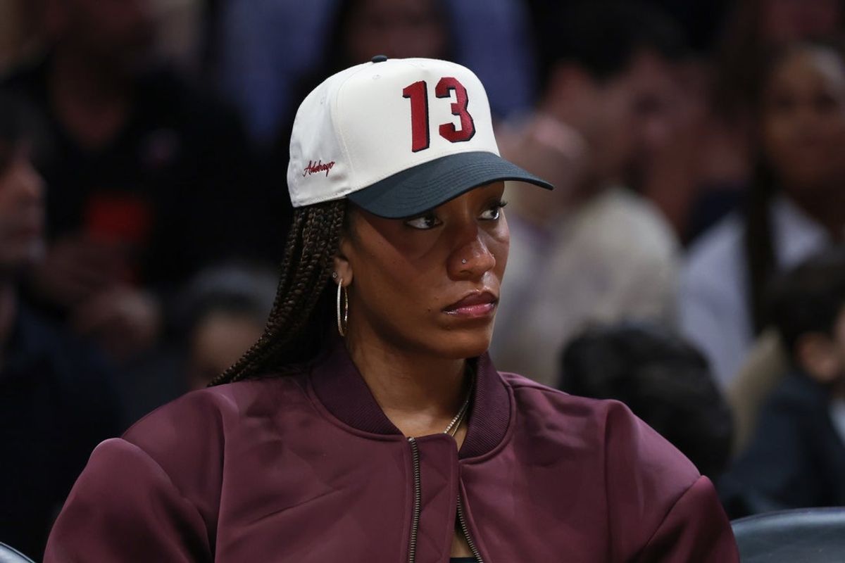 Dec 29, 2025; Miami, Florida, USA; Las Vegas Aces center  A'ja Wilson attends the game between the Miami Heat and the Denver Nuggets at Kaseya Center. Mandatory Credit: Sam Navarro-Imagn Images