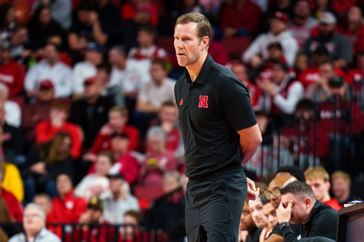Dec 30, 2025; Lincoln, Nebraska, USA; Nebraska Cornhuskers head coach Fred Hoiberg watches during the first half against the New Hampshire Wildcats at Pinnacle Bank Arena. Mandatory Credit: Dylan Widger-Imagn Images