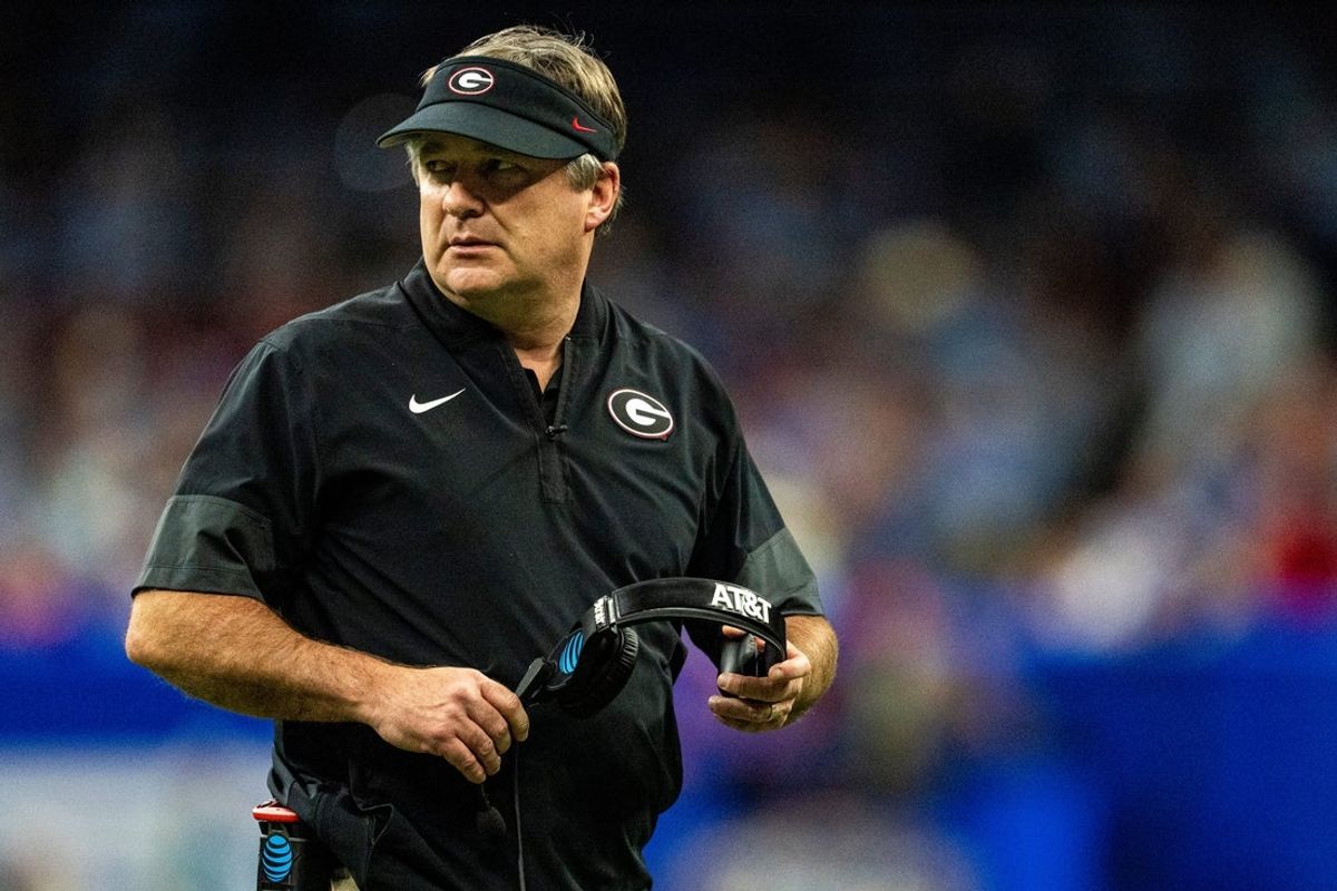 Georgia head coach Kirby Smart looks toward the field during the Sugar Bowl and College Football Playoff quarterfinals at Caesars Superdome in New Orleans, La., on Thursday, Jan. 1, 2026.