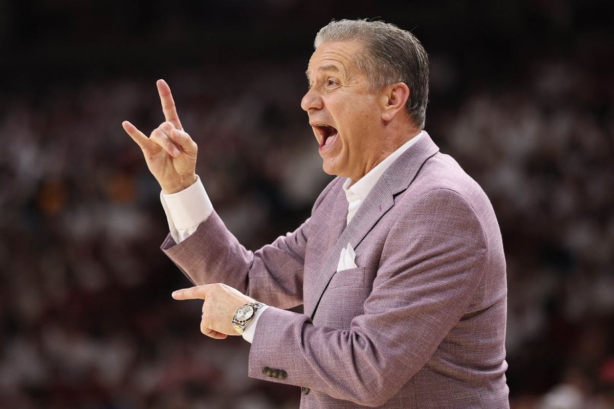 Jan 3, 2026; Fayetteville, Arkansas, USA; Arkansas Razorbacks head coach John Calipari during the first half against the Tennessee Volunteers at Bud Walton Arena. Mandatory Credit: Nelson Chenault-Imagn Images