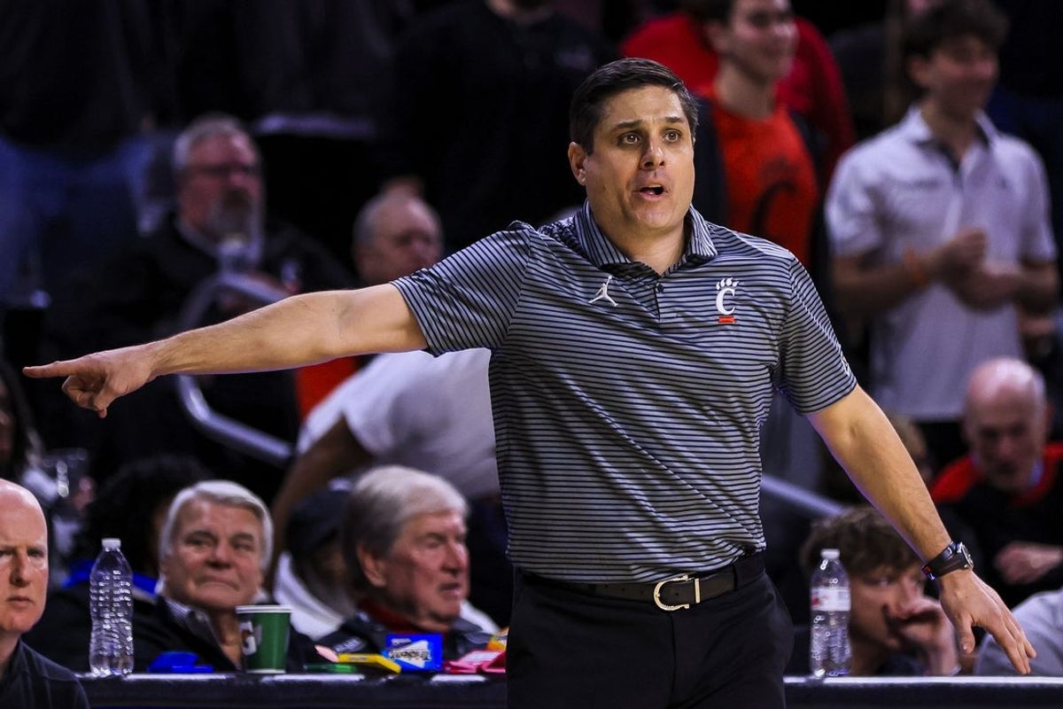 Jan 3, 2026; Cincinnati, Ohio, USA; Cincinnati Bearcats head coach Wes Miller directs his team in the second half against the Houston Cougars at Fifth Third Arena. Mandatory Credit: Katie Stratman-Imagn Images