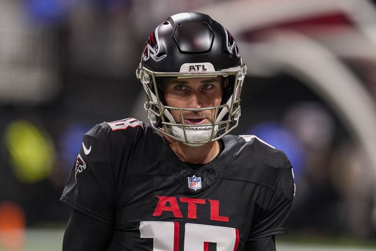 Jan 4, 2026; Atlanta, Georgia, USA; Atlanta Falcons quarterback Kirk Cousins (18) on the field before the game against the New Orleans Saints at Mercedes-Benz Stadium. Mandatory Credit: Dale Zanine-Imagn Images