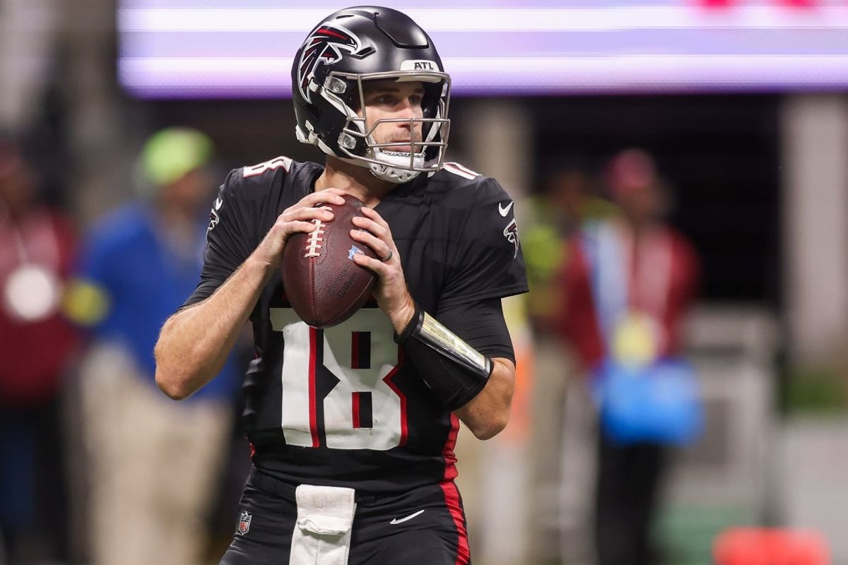 Jan 4, 2026; Atlanta, Georgia, USA; Atlanta Falcons quarterback Kirk Cousins (18) throws a pass against the New Orleans Saints in the first quarter at Mercedes-Benz Stadium. Mandatory Credit: Brett Davis-Imagn Images