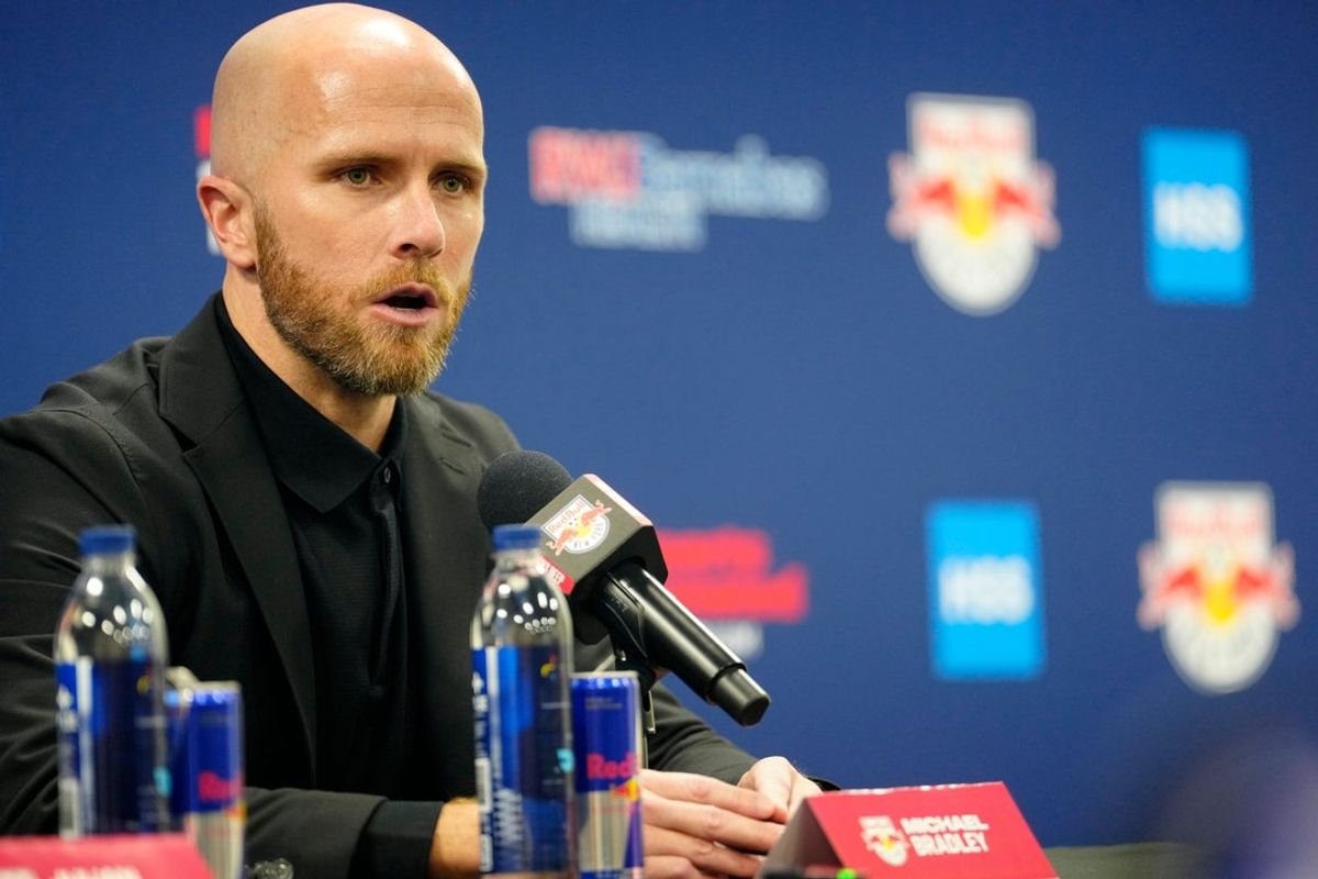 Michael Bradley speaks to the press after being introduced as Red Bull New York Head Coach, Monday, January 5, 2026, in Harrison.