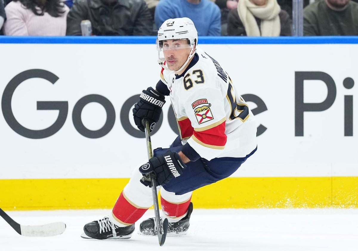 Jan 6, 2026; Toronto, Ontario, CAN; Florida Panthers left wing Brad Marchand (63) skates against the Toronto Maple Leafs during the second period at Scotiabank Arena. Mandatory Credit: Nick Turchiaro-Imagn Images
