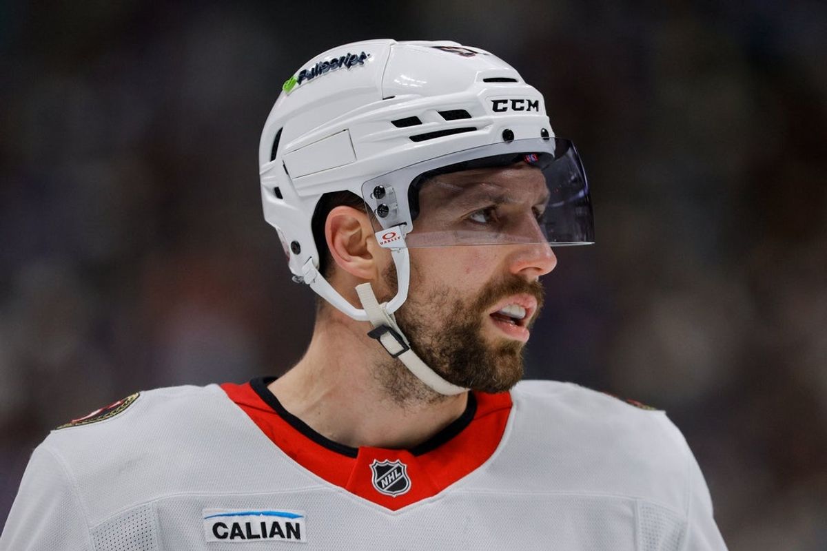 Jan 8, 2026; Denver, Colorado, USA; Ottawa Senators left wing David Perron (57) in the first period against the Colorado Avalanche at Ball Arena. Mandatory Credit: Isaiah J. Downing-Imagn Images