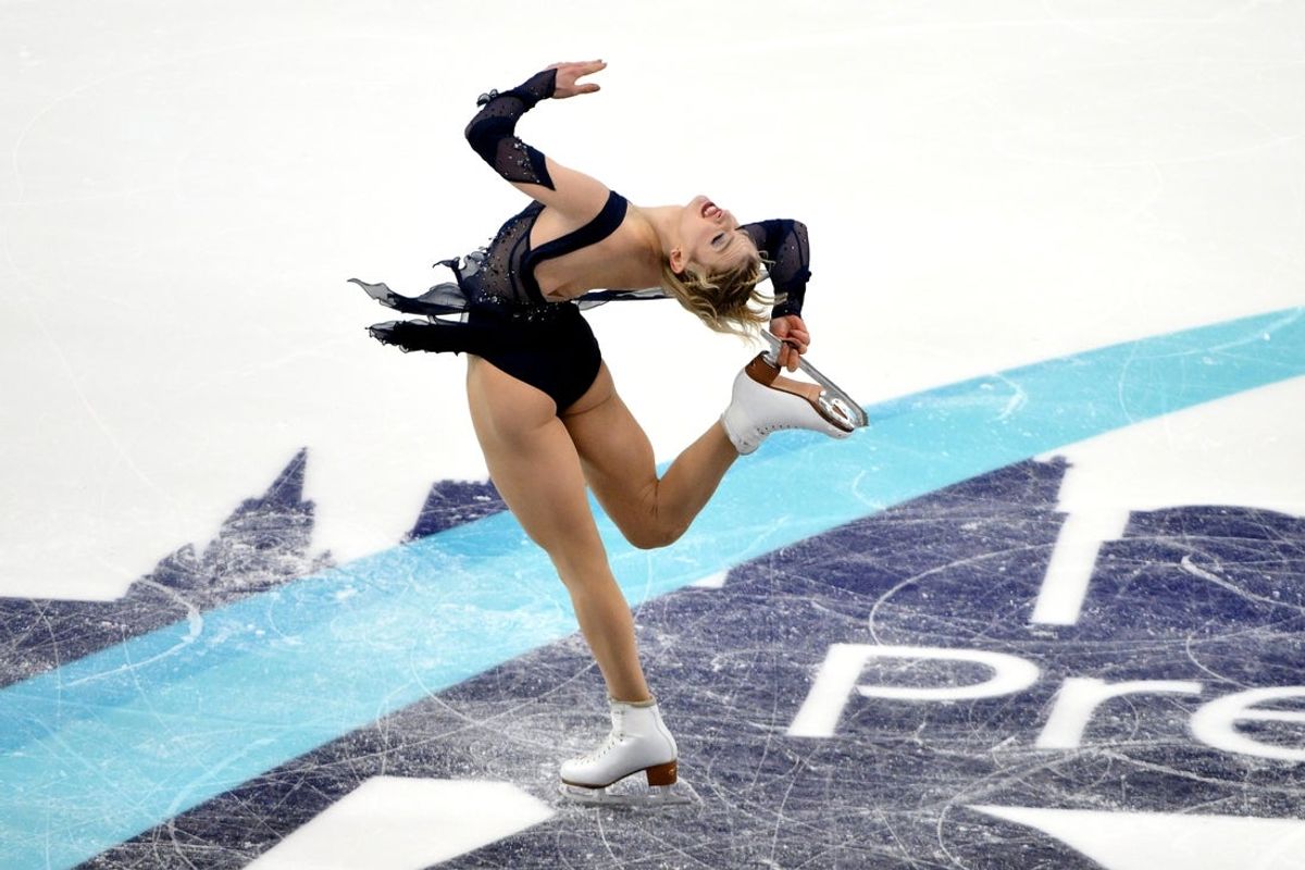 Jan 9, 2026; St. Louis, Missouri, UNITED STATES; Amber Glenn competes in the championship womens free skate competition during the 2026 U.S. Figure Skating Championships at Enterprise Center. Mandatory Credit: Jeff Curry-Imagn Images