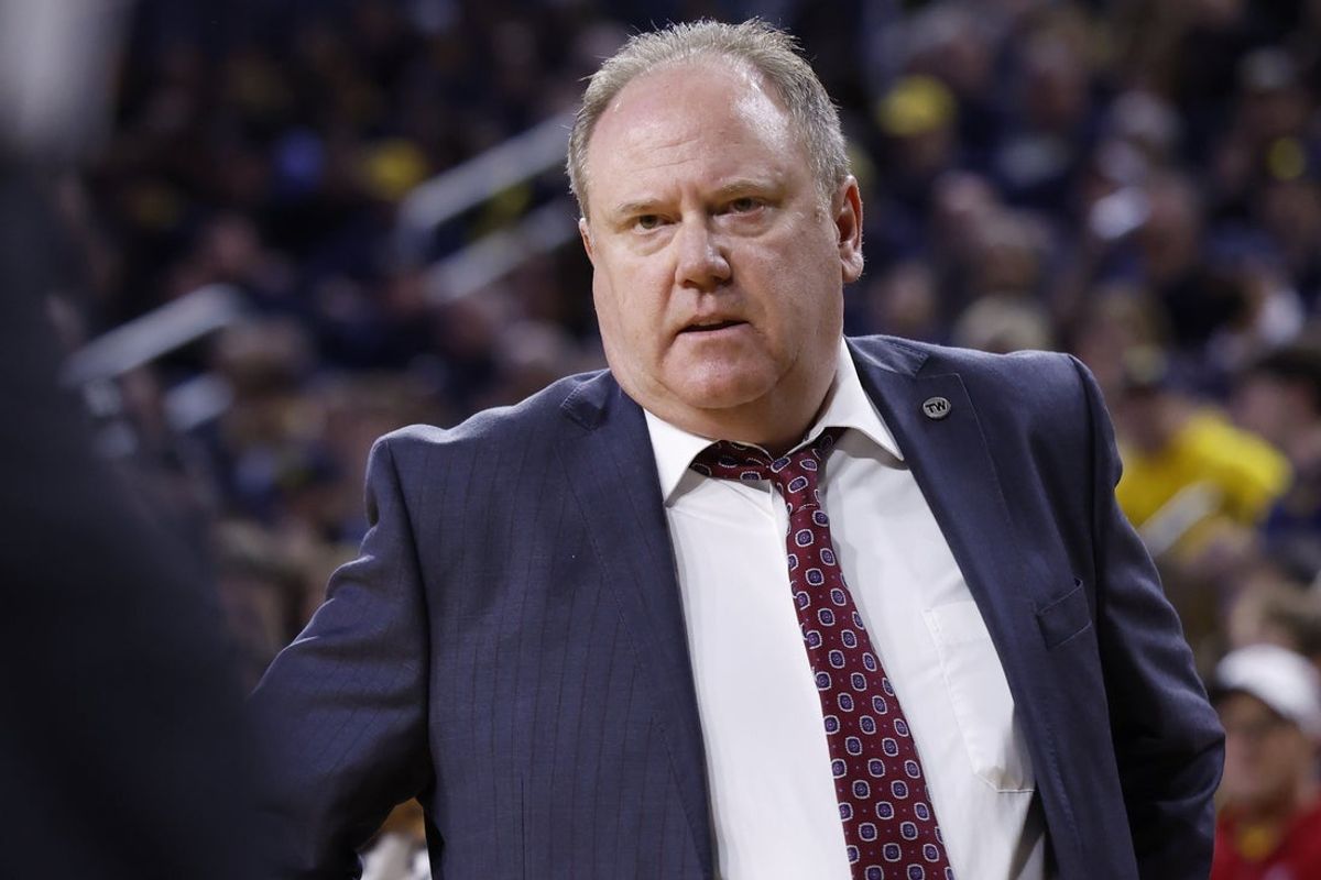 Jan 10, 2026; Ann Arbor, Michigan, USA;  Wisconsin Badgers head coach Greg Gard looks on in the second half against the Michigan Wolverines at Crisler Center. Mandatory Credit: Rick Osentoski-Imagn Images