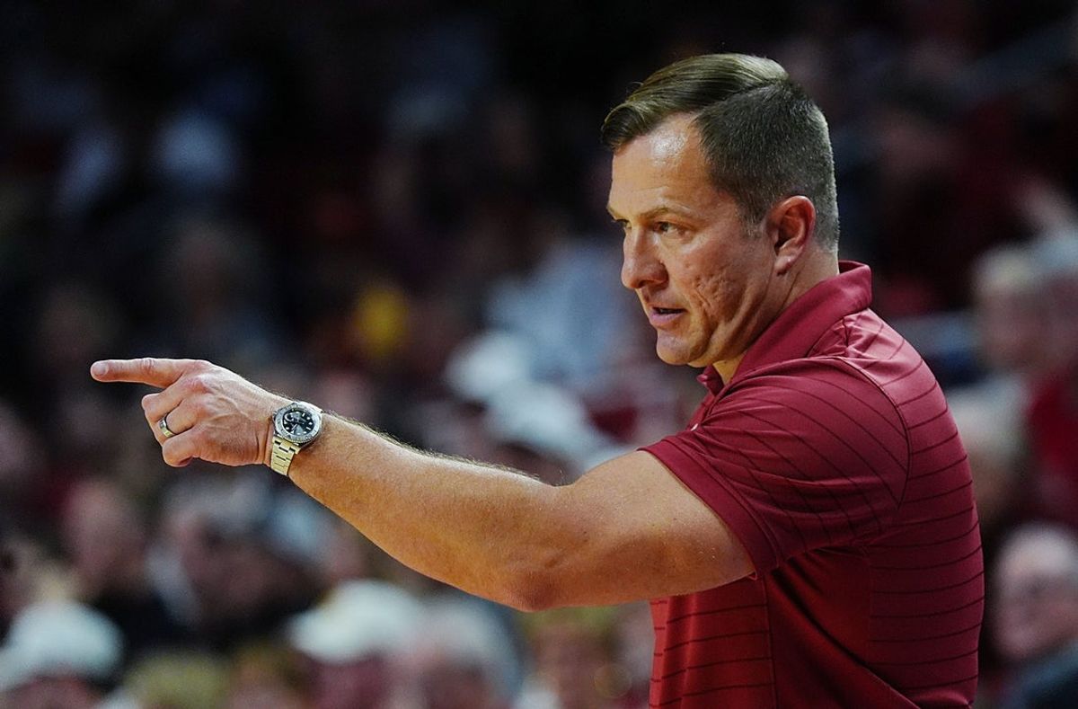 Iowa State Cyclones men's basketball head coach T.J. Otzelberger calls a play during the second half against Oklahoma State in the Big-12 men’s basketball on Jan. 10, 2026, at Hilton Coliseum in Ames, Iowa.