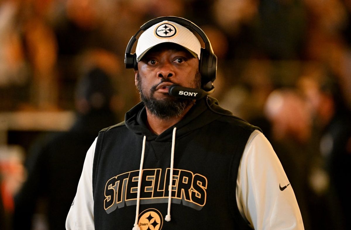 Jan 12, 2026; Pittsburgh, PA, USA; Pittsburgh Steelers head coach Mike Tomlin before an AFC Wild Card Round game against the Houston Texans at Acrisure Stadium. Mandatory Credit: Barry Reeger-Imagn Images