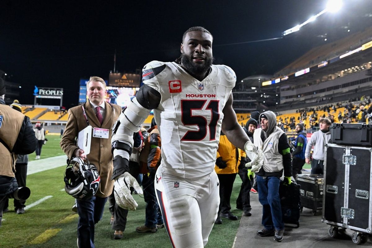 Jan 12, 2026; Pittsburgh, PA, USA; Houston Texans defensive end Will Anderson Jr. (51) leaves the field following an AFC Wild Card Round win against the Pittsburgh Steelers at Acrisure Stadium. Mandatory Credit: Barry Reeger-Imagn Images