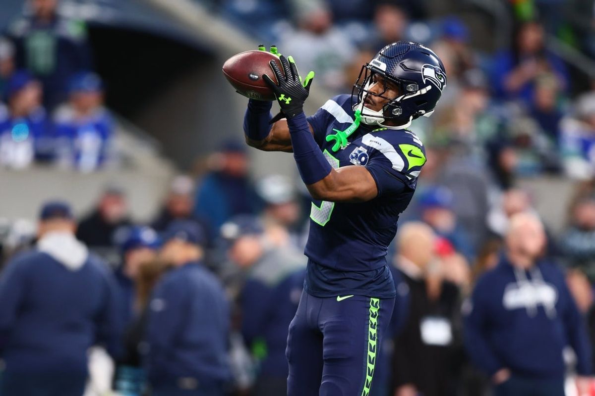 Jan 17, 2026; Seattle, WA, USA; Seattle Seahawks safety Nick Emmanwori (3) warms up prior to a game against the San Francisco 49ers in an NFC Divisional Round game at Lumen Field. Mandatory Credit: Kevin Ng-Imagn Images