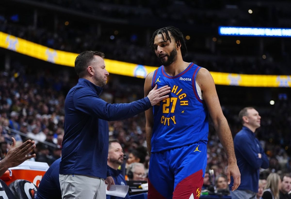 Jan 18, 2026; Denver, Colorado, USA; Denver Nuggets guard Jamal Murray (27) leaves the court in the second half against the Charlotte Hornets at Ball Arena. Mandatory Credit: Ron Chenoy-Imagn Images