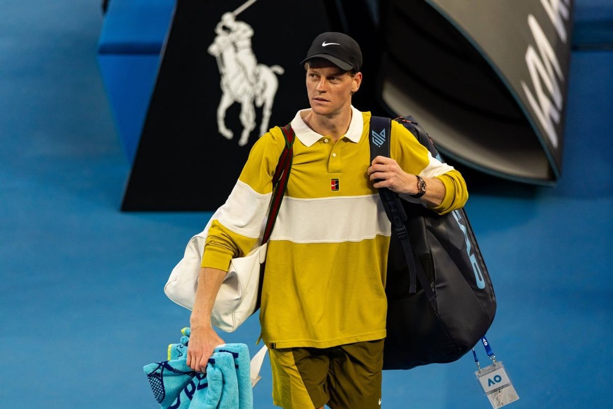 Jan 20, 2026; Melbourne, Victoria, Australia; Jannik Sinner of Italy after his match against Hugo Gaston of France in the first round of the menís singles at the Australian Open at Rod Laver Arena in Melbourne Park. Mandatory Credit: Mike Frey-Imagn Images