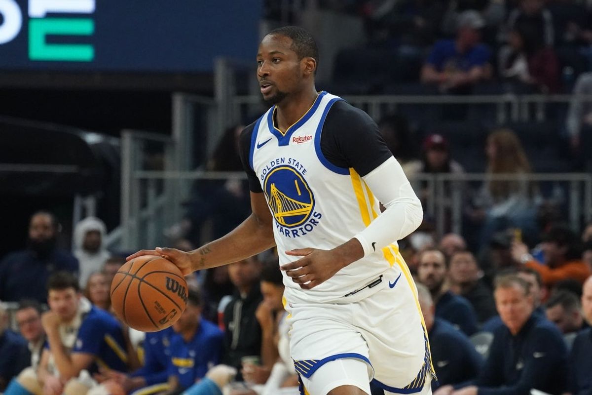 Jan 20, 2026; San Francisco, California, USA;  Golden State Warriors forward Jonathan Kuminga (1) looks to pass against the Toronto Raptors in the second quarter at Chase Center. Mandatory Credit: David Gonzales-Imagn Images