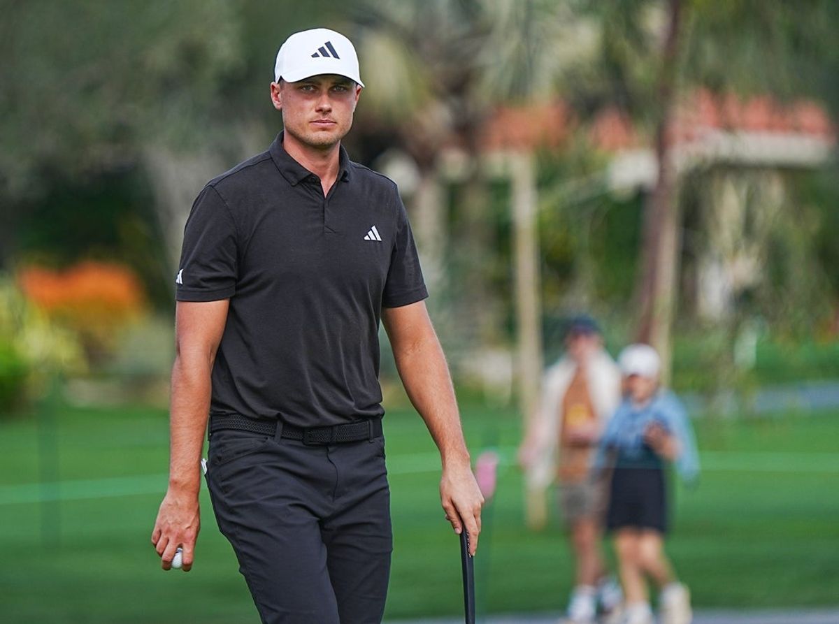 Ludvig Aberg walks on the 18th hole during the first round of the 2026 American Express at La Quinta Country Club in La Quinta, Calif,. January 22, 2026.