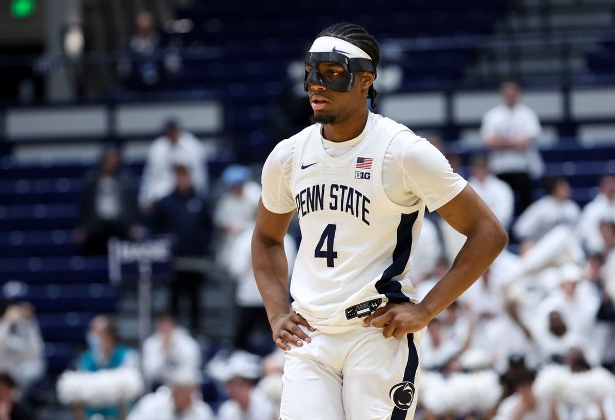 Jan 22, 2026; University Park, Pennsylvania, USA; Penn State Nittany Lions guard Kayden Mingo (4) during the second half against the Wisconsin Badgers at Rec Hall. Mandatory Credit: Matthew O'Haren-Imagn Images