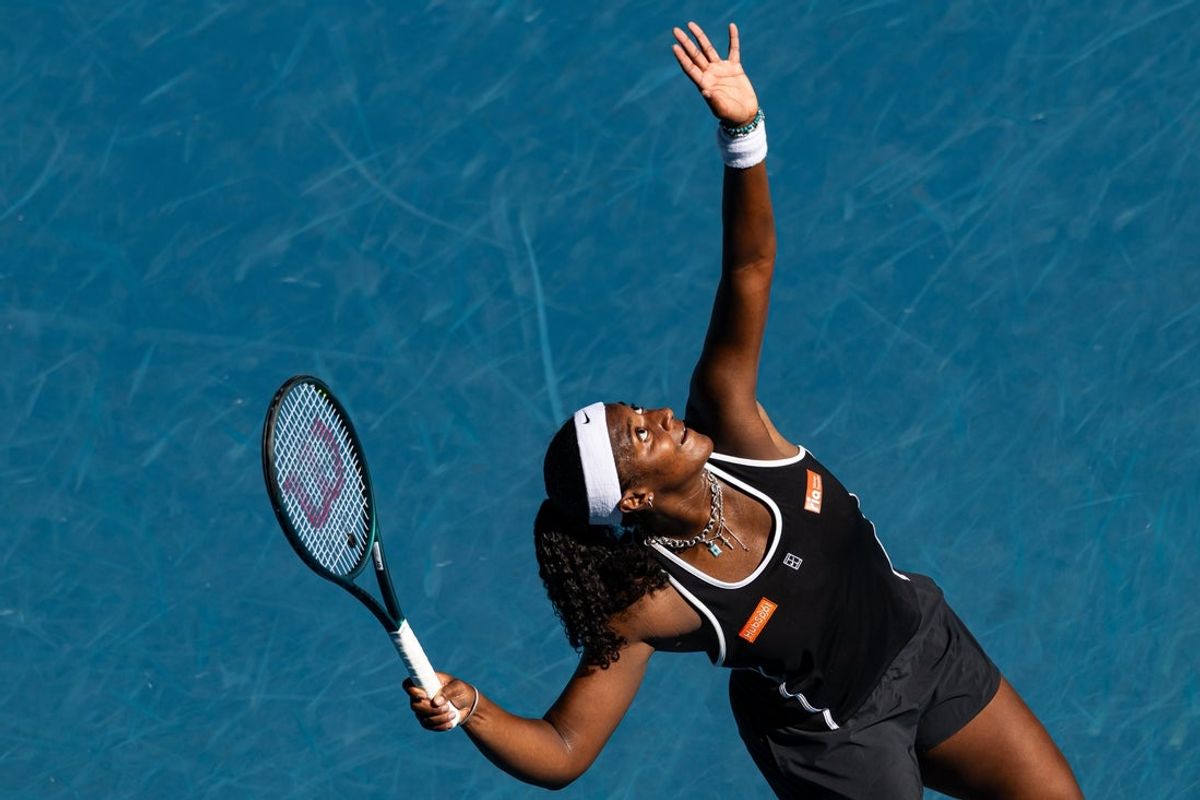 Jan 23, 2026; Melbourne, Victoria, Australia; Hailey Baptiste of United States in action against Coco Gauff of United States in the third round of the womenís singles at the Australian Open at Margaret Court Arena in Melbourne Park. Mandatory Credit: Mike Frey-Imagn Images