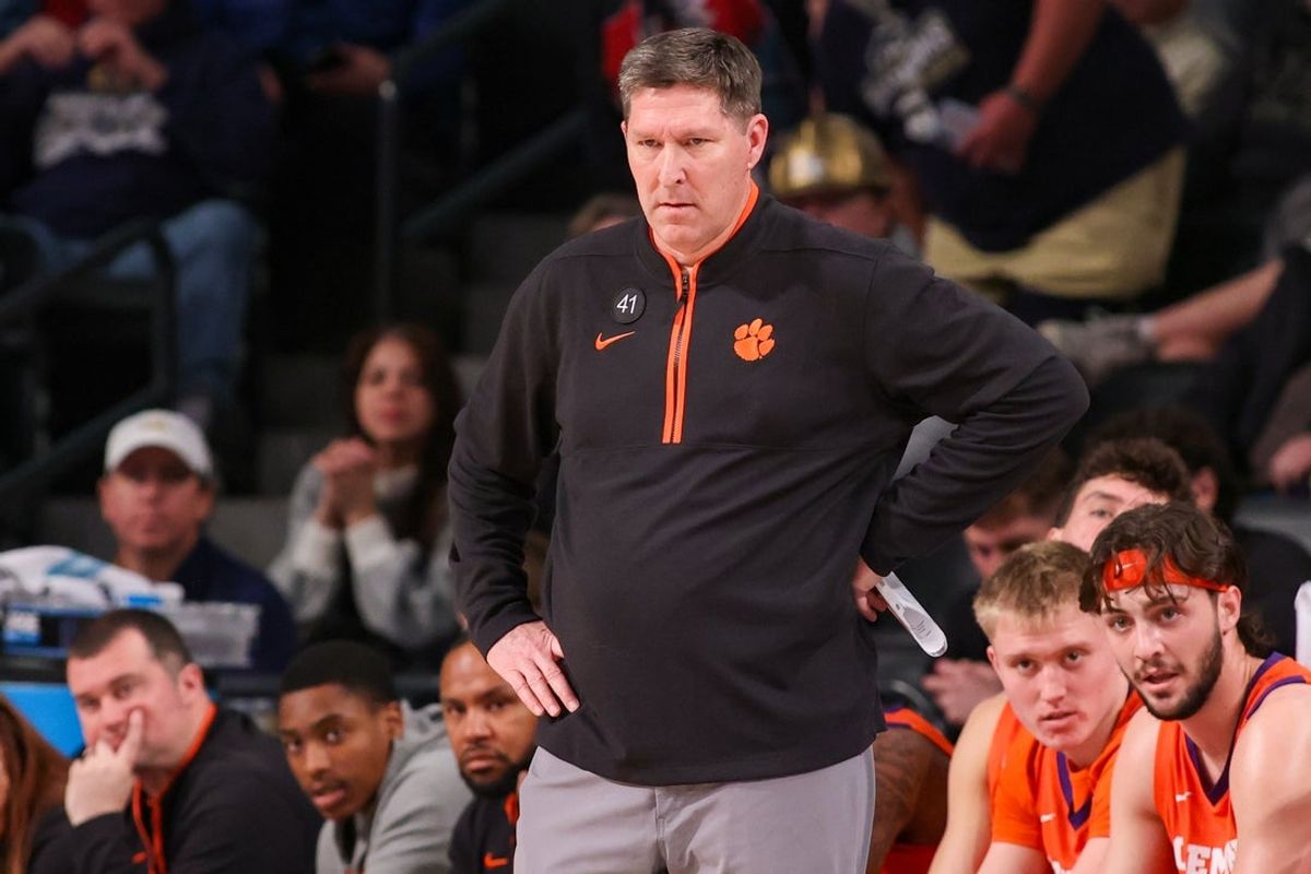 Jan 24, 2026; Atlanta, Georgia, USA; Clemson Tigers head coach Brad Brownell on the sideline against the Georgia Tech Yellow Jackets in the first half at McCamish Pavilion. Mandatory Credit: Brett Davis-Imagn Images