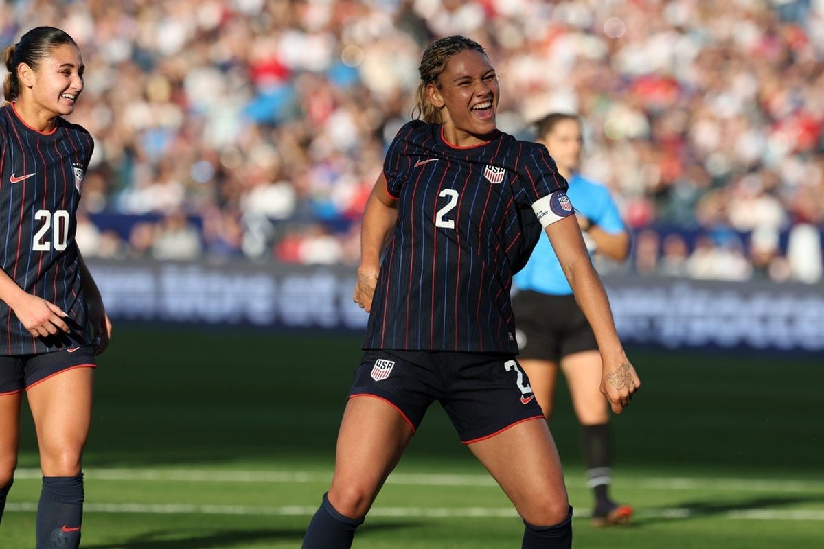Jan 24, 2026; Carson, California, USA;  United States forward Trinity Rodman (2) celebrates after scoring a goal during the second half against Paraguay at Dignity Health Sports Park. Mandatory Credit: Kiyoshi Mio-Imagn Images