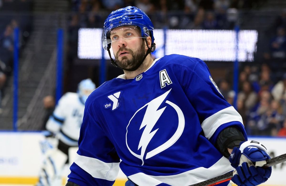 Jan 26, 2026; Tampa, Florida, USA; Tampa Bay Lightning right wing Nikita Kucherov (86) looks on against the Utah Mammoth during the third period at Benchmark International Arena. Mandatory Credit: Kim Klement Neitzel-Imagn Images