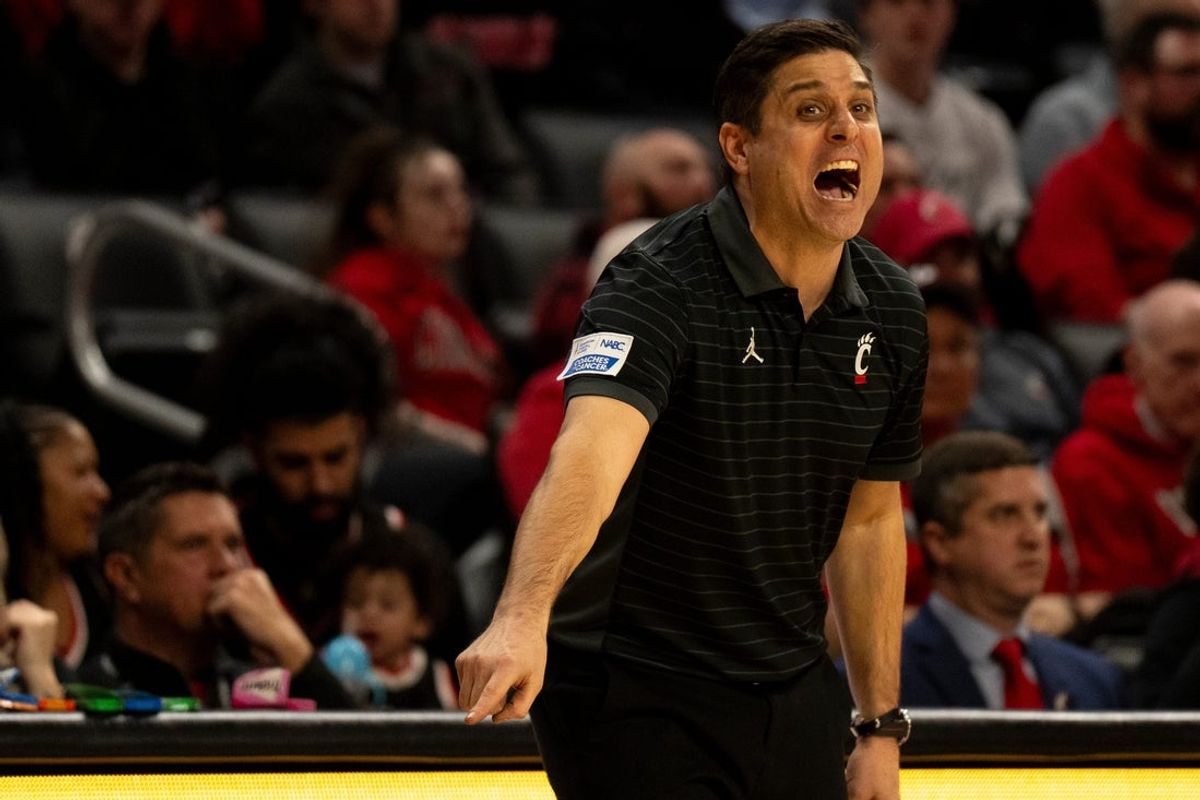 Cincinnati Bearcats head coach Wes Miller coaches in the second half of the NCAA basketball game at Fifth Third Arena in Cincinnati on Jan. 28, 2026.