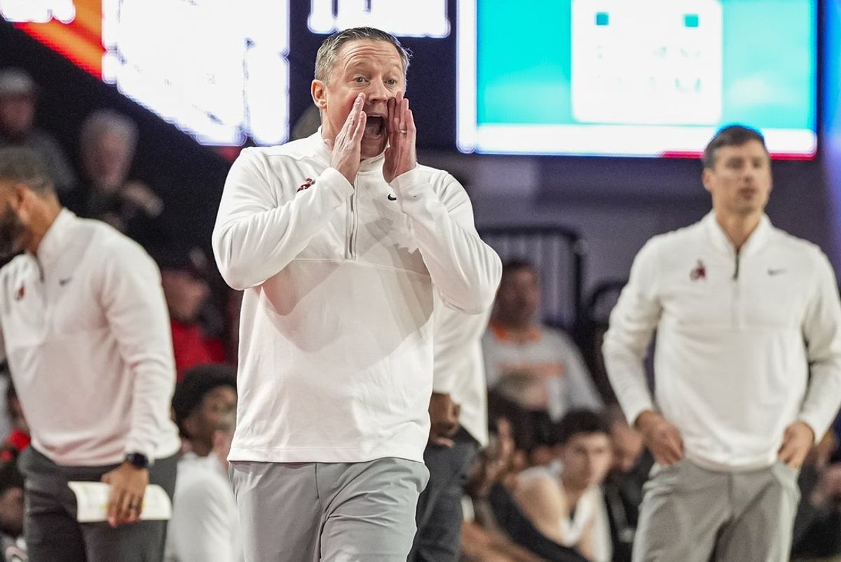 Jan 28, 2026; Athens, Georgia, USA; Georgia Bulldogs head coach Mike White reacts during the game against the Tennessee Volunteers at Stegeman Coliseum. Mandatory Credit: Dale Zanine-Imagn Images