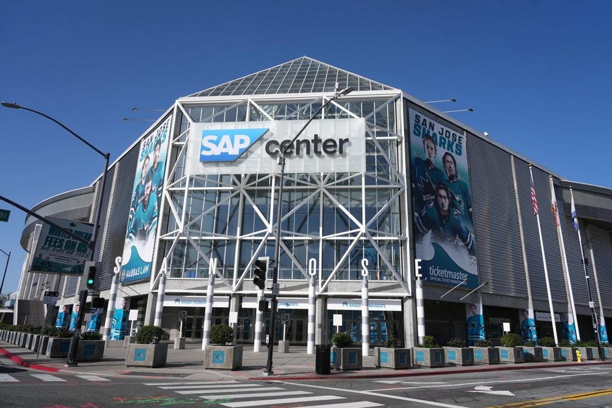 Jan 29, 2026; San Jose, California, USA; A general overall view of the SAP Center. The arena is the home of the San Jose Sharks. Mandatory Credit: Kirby Lee-Imagn Images