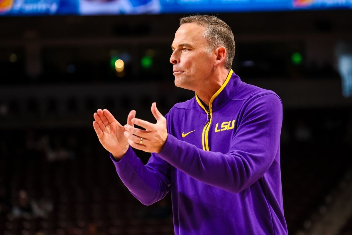 Jan 31, 2026; Columbia, South Carolina, USA; Louisiana State Tigers head coach Matt McMahon directs his team against the South Carolina Gamecocks in the second half at Colonial Life Arena. Mandatory Credit: Jeff Blake-Imagn Images