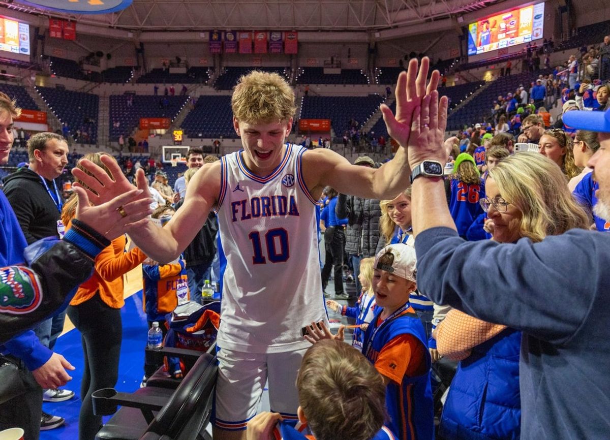 during the second half of an NCAA Mens basketball game at Steven C. O'Connell Center Exactek arena in Gainesville, FL on Sunday, February 1, 2026. Florida beat Alabama 100-77. [Alan Youngblood/Gainesville Sun]