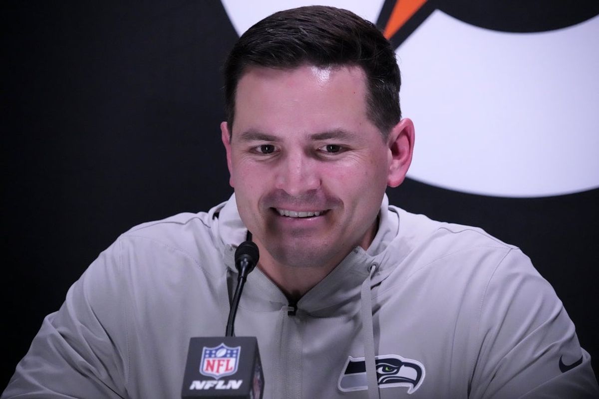 Feb 2, 2026; San Jose, CA, USA; Seattle Seahawks head coach Mike MacDonald during Opening Night for Super Bowl LX at San Jose Convention Center. Mandatory Credit: Kirby Lee-Imagn Images