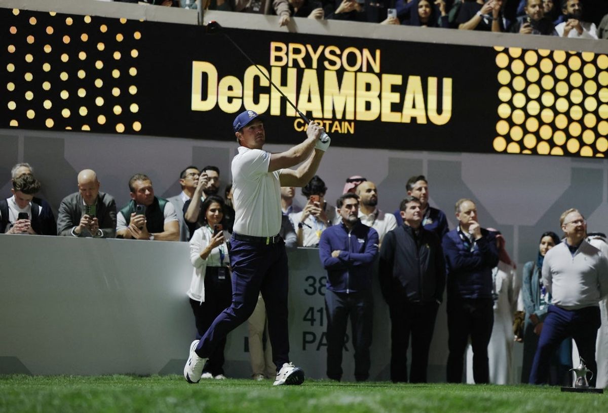 [US, Mexico & Canada customers only] Feb 4, 2026; Riyadh, SAUDI ARABIA;  Bryson DeChambeau in action during the first round of play at LIV Golf Riyadh at the Riyadh Golf Club. Mandatory Credit: Hamad I Mohammed/Reuters via Imagn Images