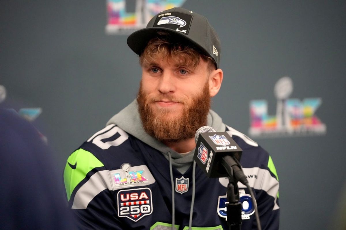 Feb 4, 2026; San Jose, CA, USA; Seattle Seahawks wide receiver Cooper Kupp (10) speaks to the media at the San Jose Convention Center. Mandatory Credit: Cary Edmondson-Imagn Images