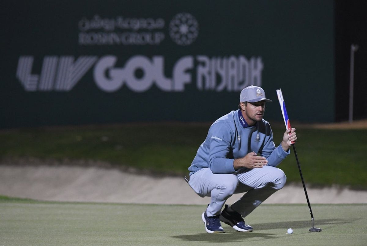 [US, Mexico & Canada customers only] Feb 5, 2026; Riyadh, SAUDI ARABIA;  Bryson DeChambeau   in action during the second round of play at LIV Golf Riyadh at the Riyadh Golf Club. Mandatory Credit: Reuters via Imagn Images