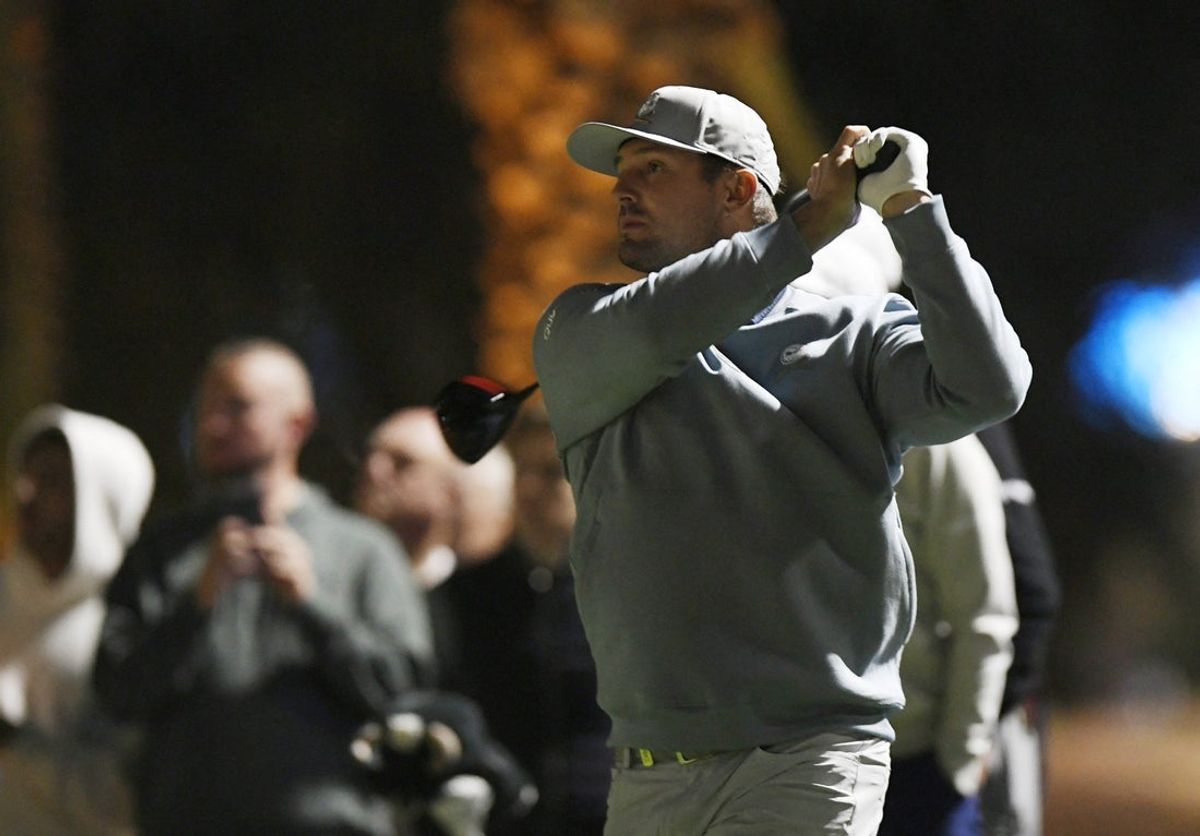 Feb 5, 2026; Riyadh, SAUDI ARABIA; Bryson DeChambeau in action during the second round of play at LIV Golf Riyadh at the Riyadh Golf Club. Mandatory Credit: Reuters via Imagn Images